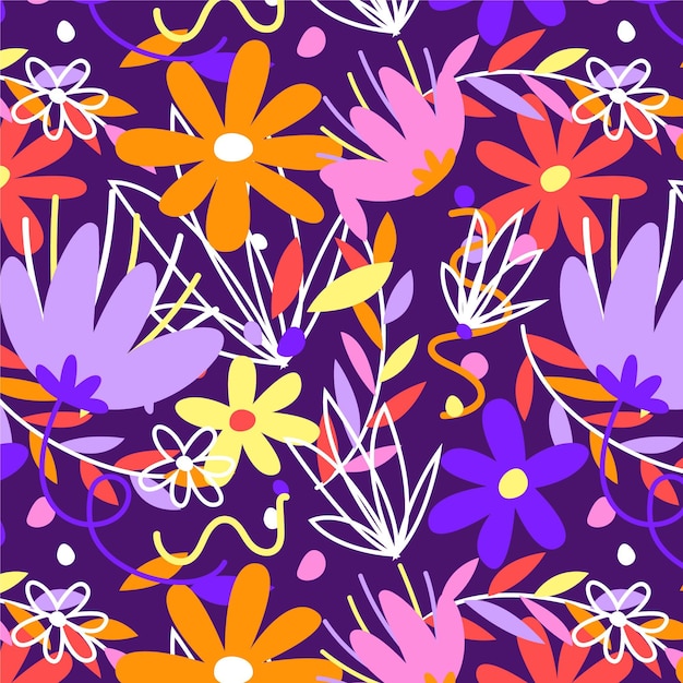 Organic flat abstract floral pattern