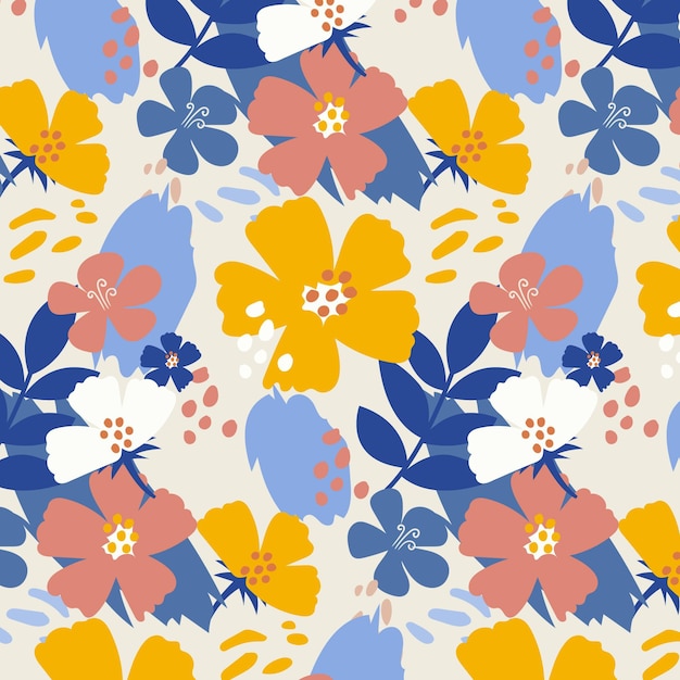 Free vector organic flat abstract floral pattern