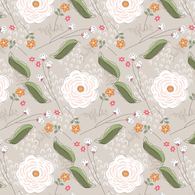 Organic flat abstract floral pattern