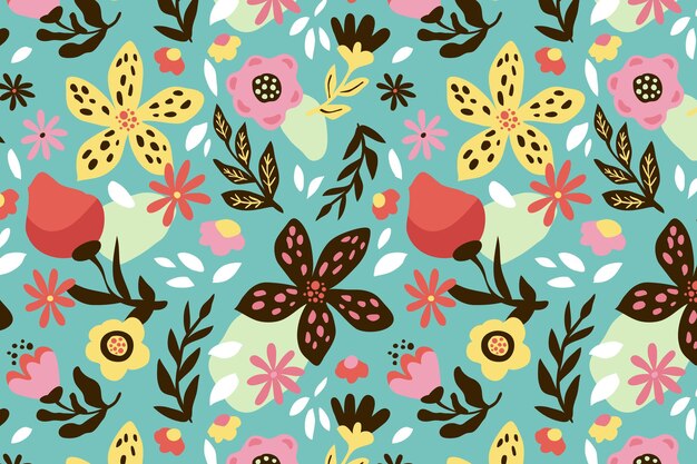 Organic flat abstract floral pattern