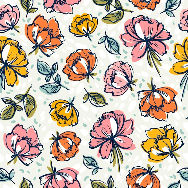 Organic flat abstract floral pattern