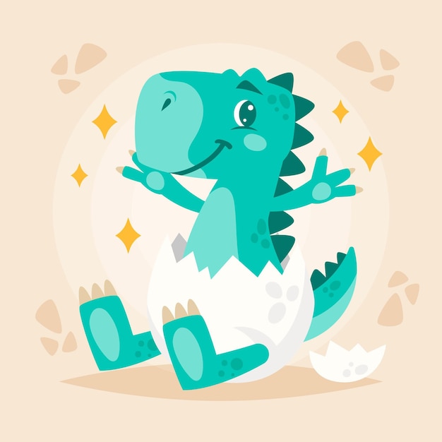 Organic flat adorable baby dinosaur illustrated