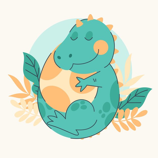 Organic flat adorable baby dinosaur illustrated