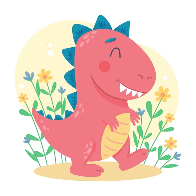 Organic flat adorable baby dinosaur