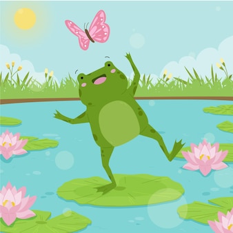 Organic flat adorable frog illustration