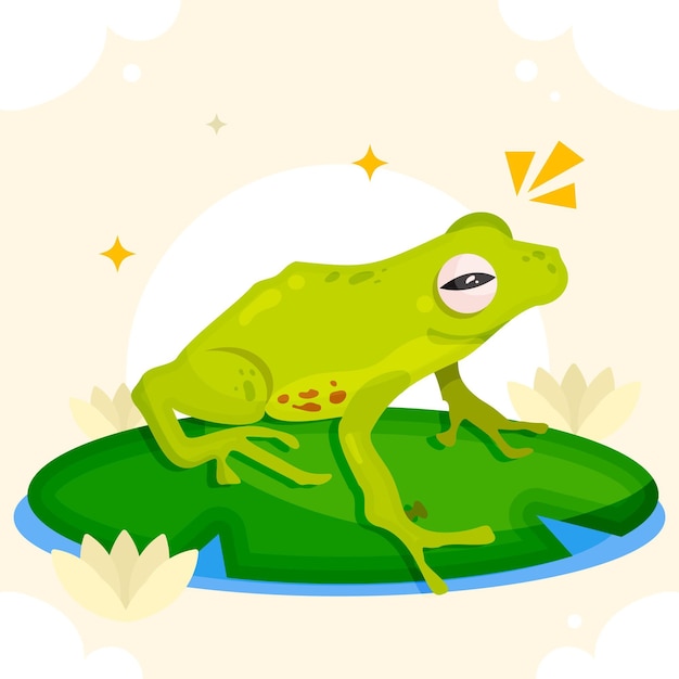 Organic flat adorable frog illustration