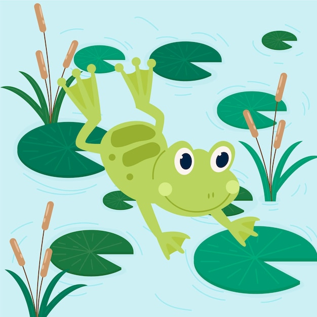 Organic flat adorable frog illustration