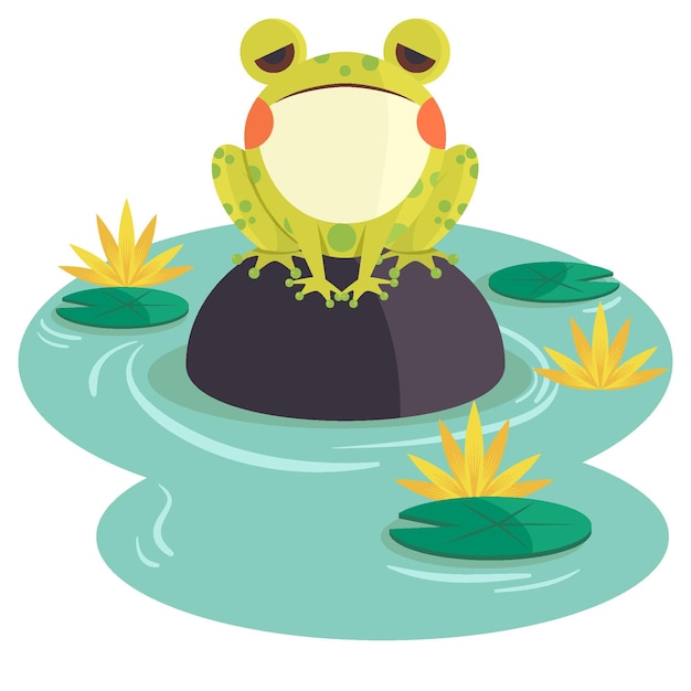 Organic flat adorable frog illustration