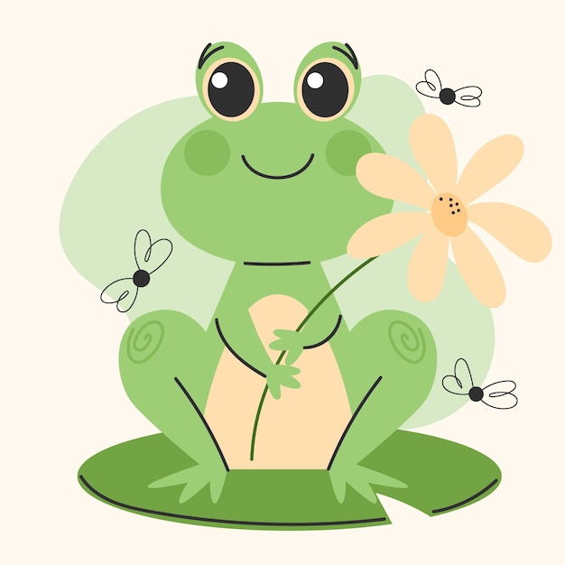 Organic flat adorable frog illustration