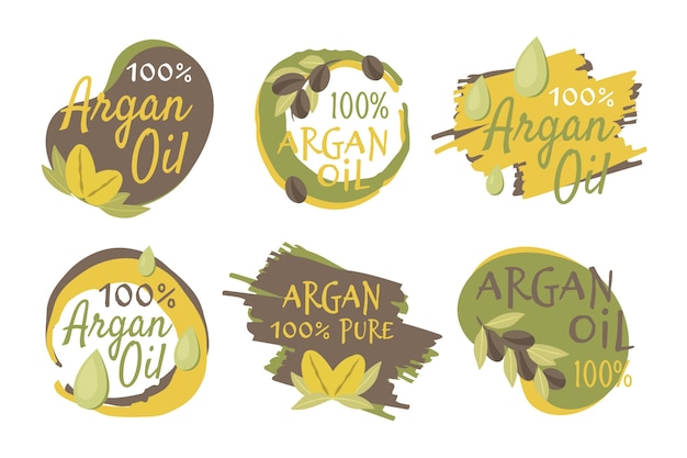 Organic flat argan oil badge set