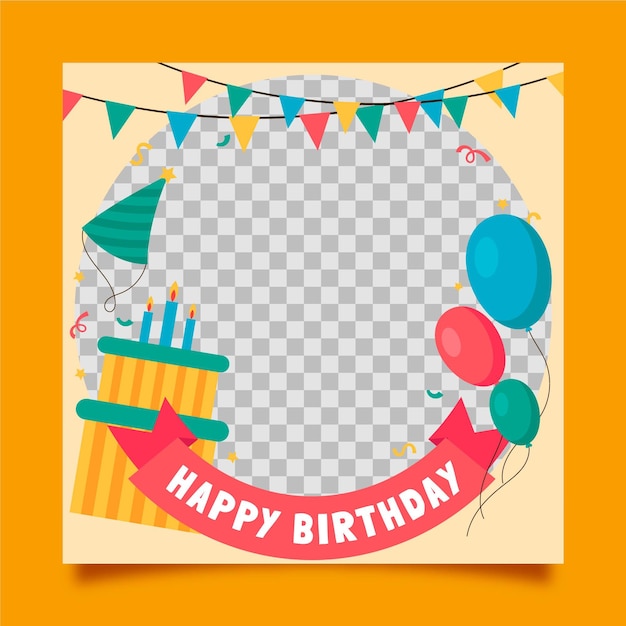 Organic flat birthday facebook frame