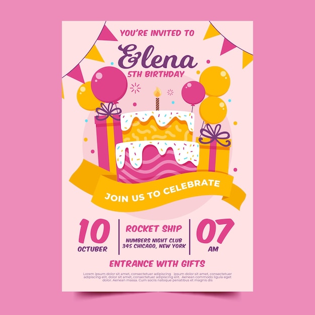 Organic flat birthday invitation