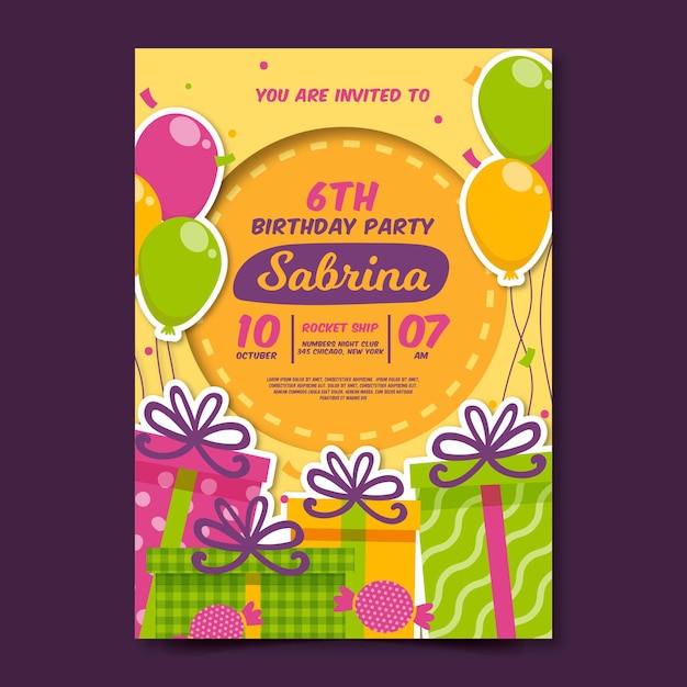 Organic flat birthday invitation