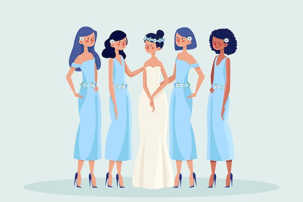 Organic flat bridesmaids celebrating an important day