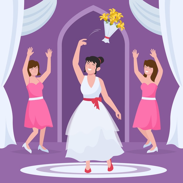 Free vector organic flat bridesmaids celebrating an important day