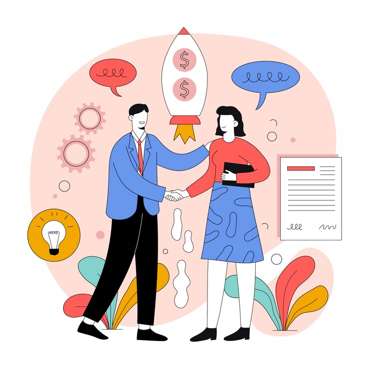 Free Vector organic flat business deal illustration