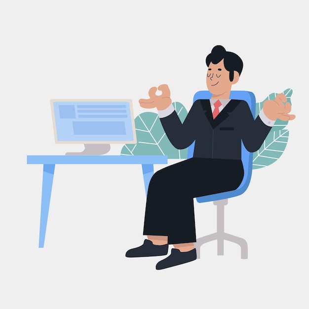 organic flat business man meditating