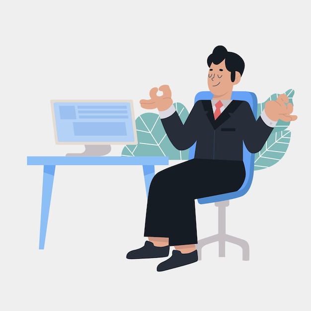 Free vector organic flat business man meditating