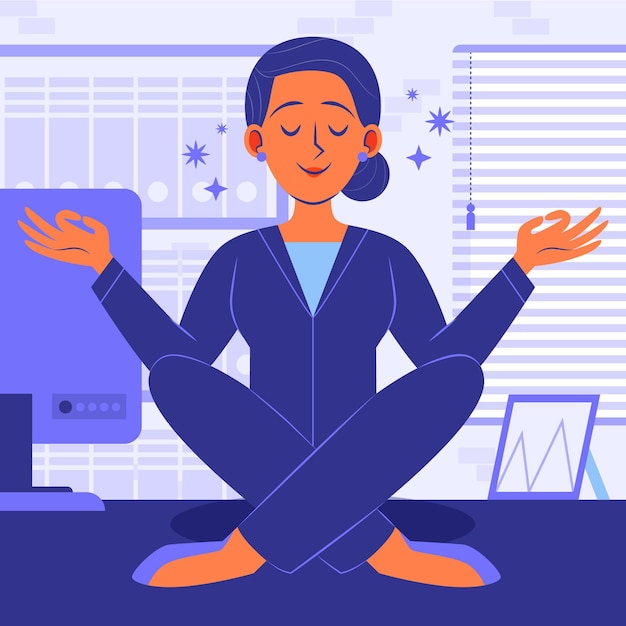 Free vector organic flat business people meditating illustration