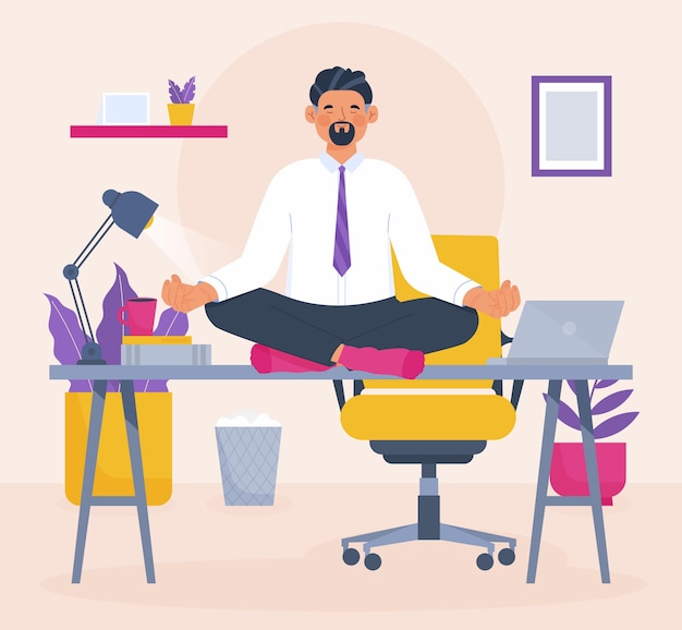 Organic flat business people meditating illustration