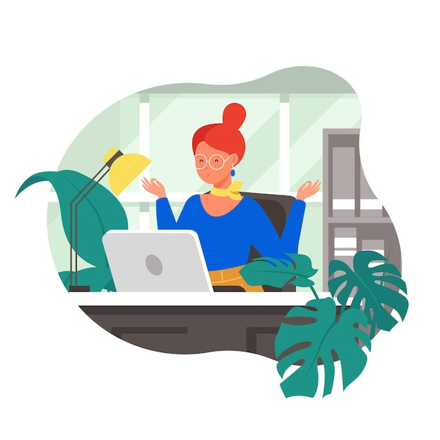 Organic flat business people meditating illustration