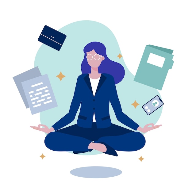 Free vector organic flat business people meditating illustration