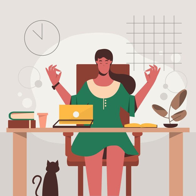Organic flat business people meditating illustration
