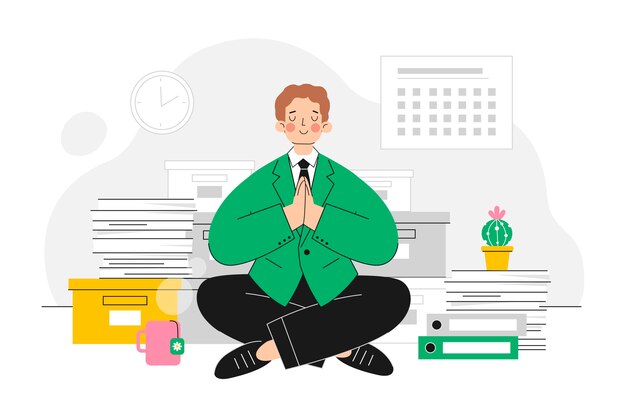 Organic flat business people meditating illustration