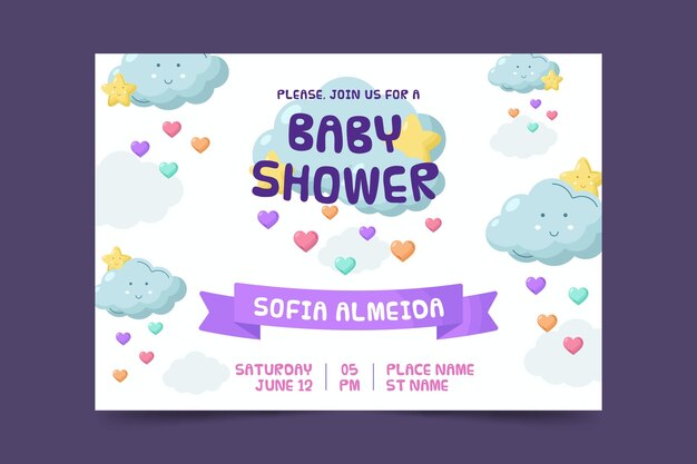 Organic flat chuva de amor baby shower invitation