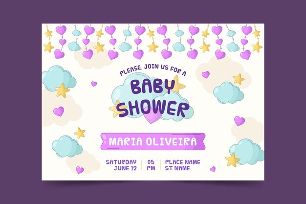 Органическое плоское приглашение на детский душ chuva de amor