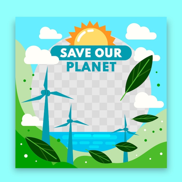 Organic flat climate change facebook frame