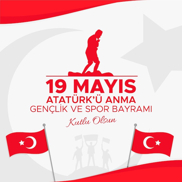 Organic flat commemoration of ataturk, youth and sports day illustration