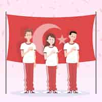 Free vector organic flat commemoration of ataturk, youth and sports day illustration