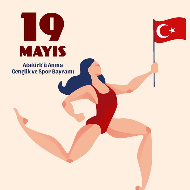 Organic flat commemoration of ataturk, youth and sports day illustration