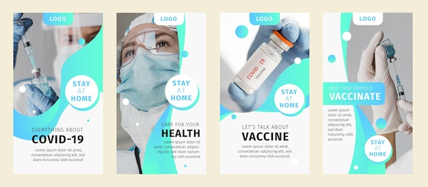 Free vector organic flat coronavirus instagram story collection