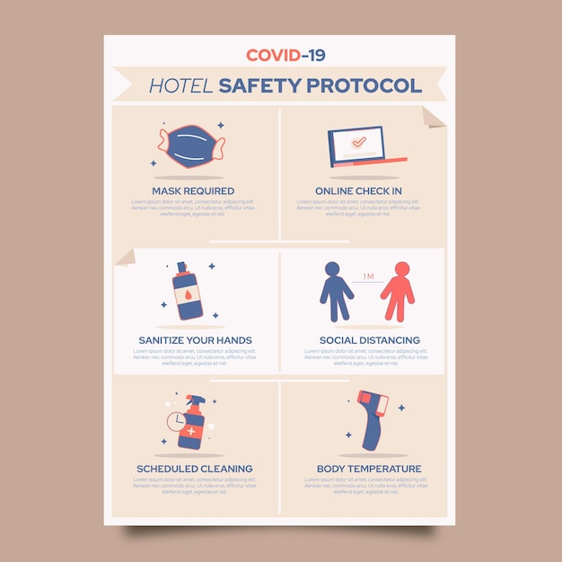 Organic flat coronavirus prevention poster for hotels