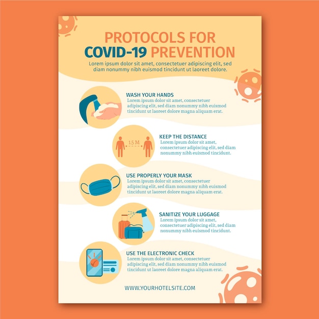 Free vector organic flat coronavirus prevention poster for hotels