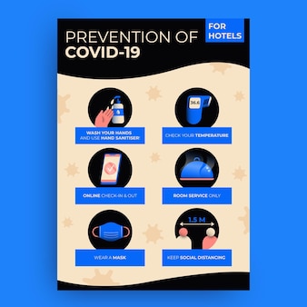 Poster di prevenzione del coronavirus piatto organico per hotel
