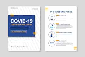 무료 벡터 호텔을위한 유기 평면 코로나 바이러스 예방 포스터 템플릿