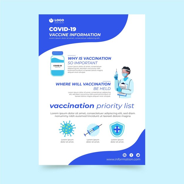 Free vector organic flat coronavirus vaccination flyer