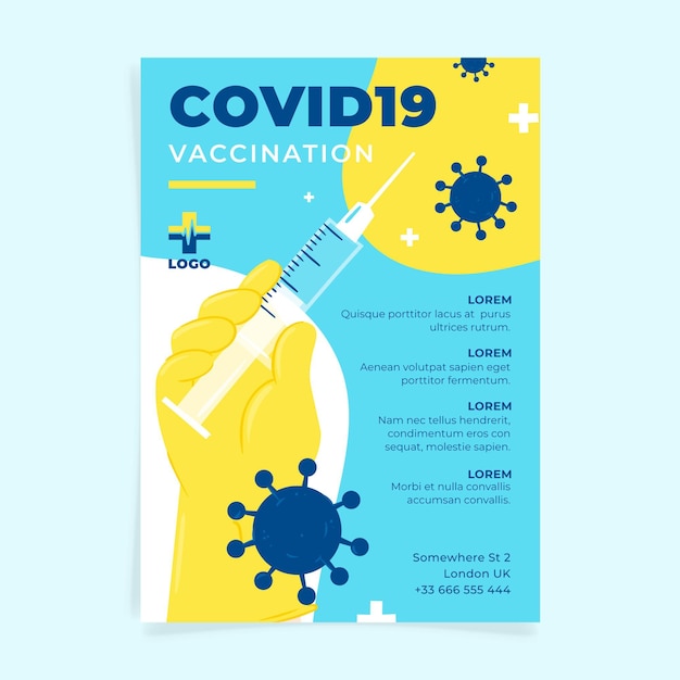 Organic flat coronavirus vaccination flyer