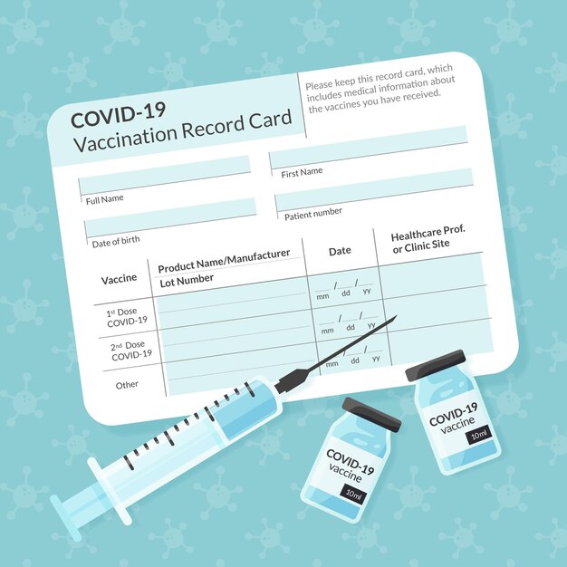 organic flat coronavirus vaccination record card template