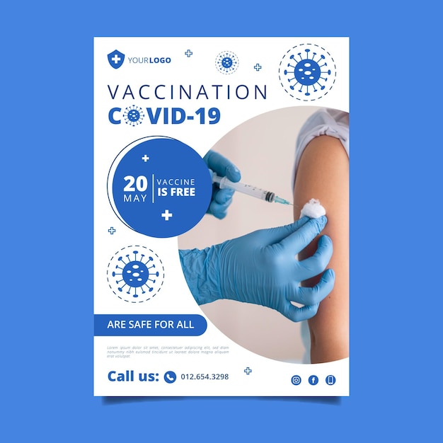 Free vector organic flat coronavirus vaccination vertical flyer template