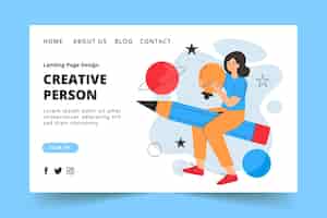 Free vector organic flat creative person landing page