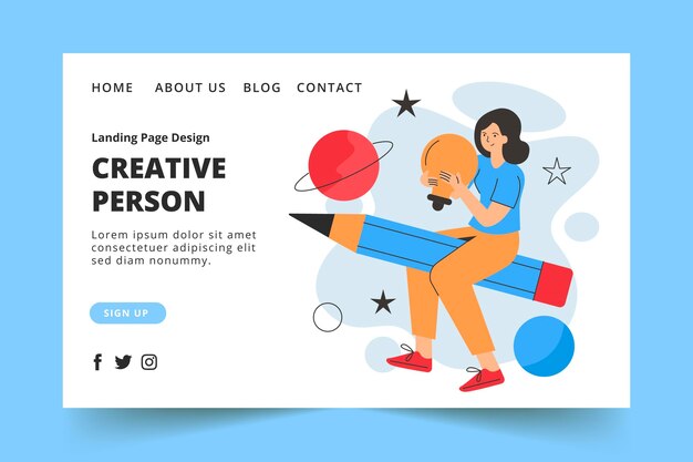 Organic flat creative person landing page