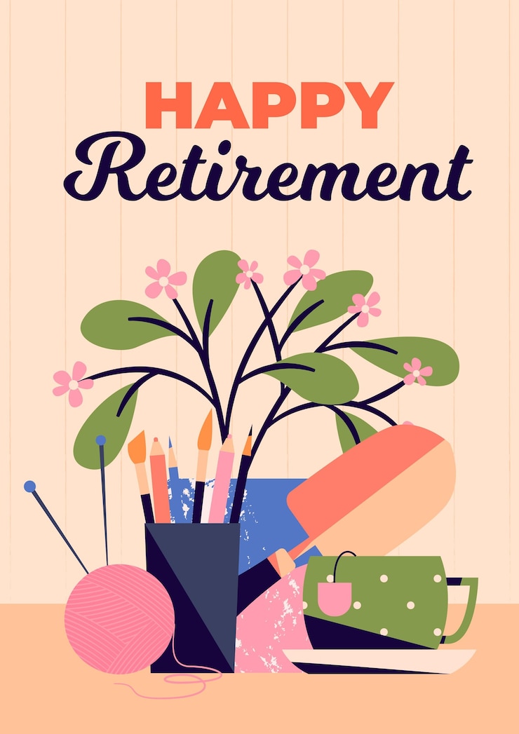 Free Vector organic flat creative retirement greeting card