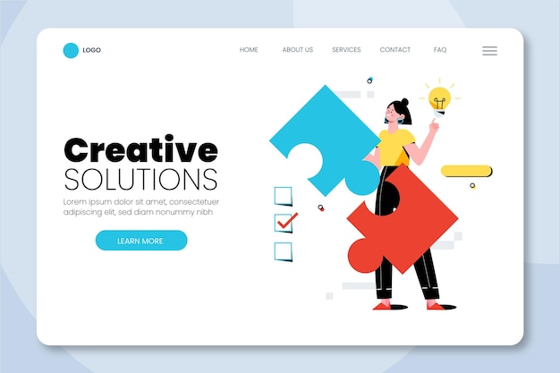 Free vector organic flat creative solutions landing page template