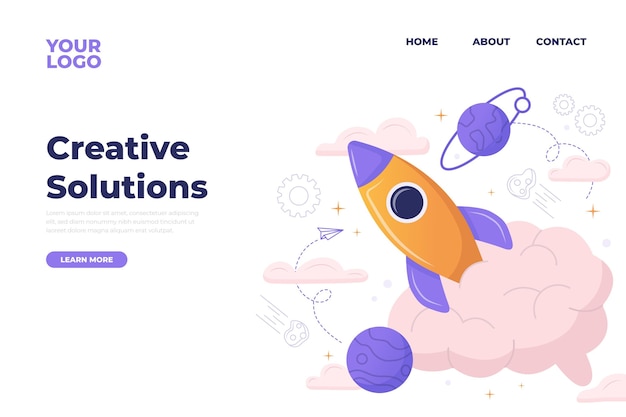 Free vector organic flat creative solutions landing page