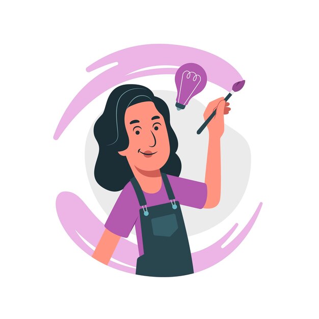 人々との有機的なフラットな創造性のイラスト