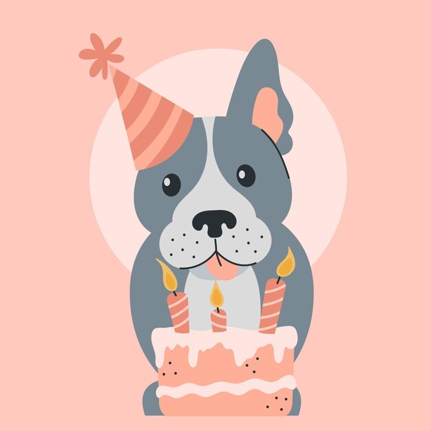 Organic flat cute pitbull illustration